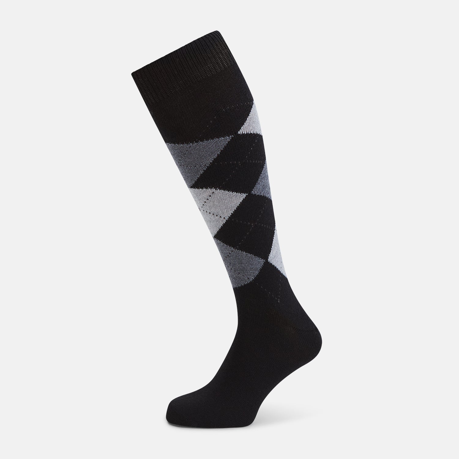 Image 1 of product Black and Grey Check Wool Long Socks 13