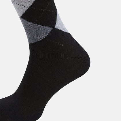 SOCKS WOOL ARGYLE LONG BLACK/ LIGHT GREY/ GREY Image 3