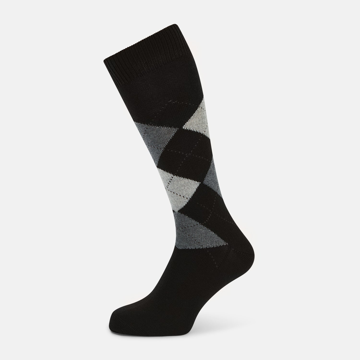 View 1 of product Black & Grey Check Wool Mid-length Socks 13