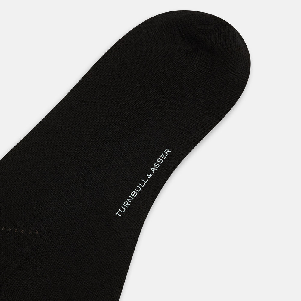 Black & Grey Check Wool Mid-length Socks 13