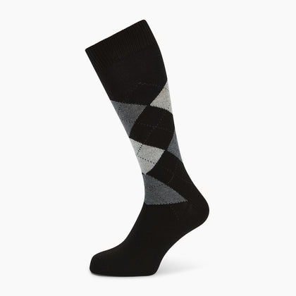 Black & Grey Check Wool Mid-length Socks Image 4