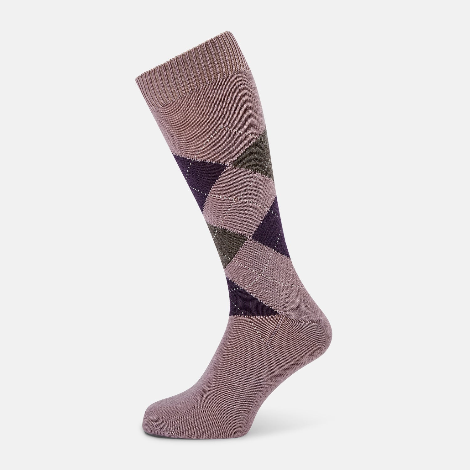 Image 1 of product Lavender & Purple Check Wool Mid-length Socks 13