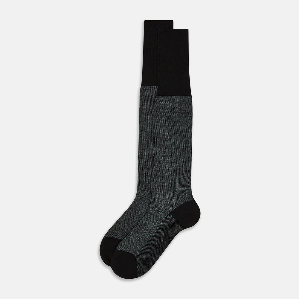 Black and Grey Wool Long Socks 13