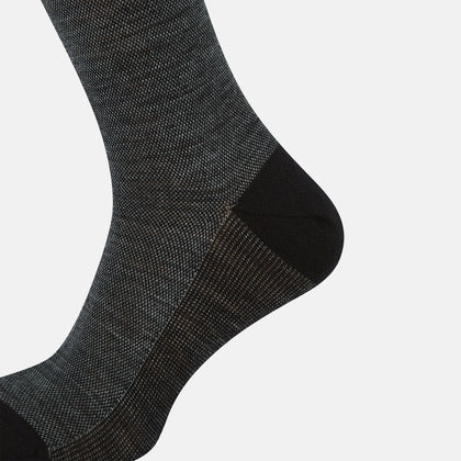Black and Grey Wool Long Socks Image 3
