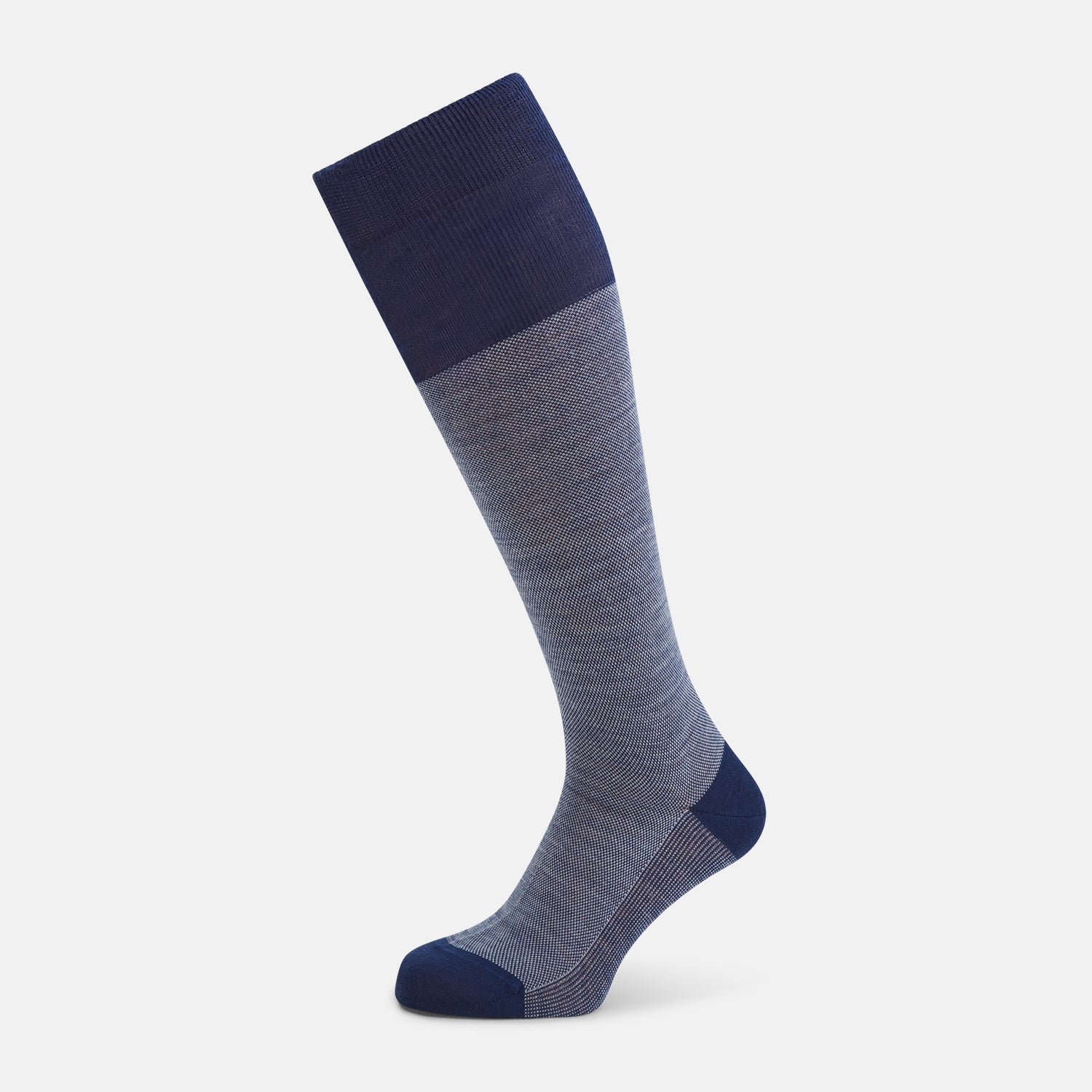 View 1 of product Pale Blue Denim Patterned Wool Long Socks 13
