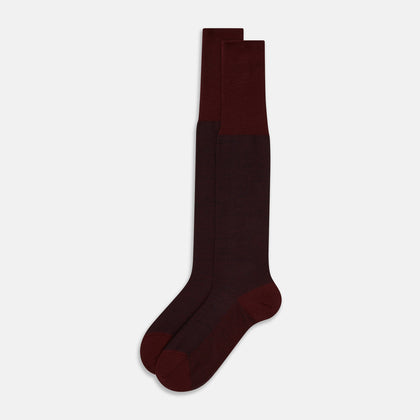 Burgundy and Navy Wool Long Socks