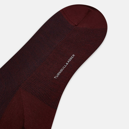 Burgundy and Navy Wool Long Socks Image 2