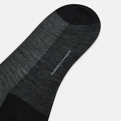 Black and Grey Motif Wool Mid-length Socks Image 2
