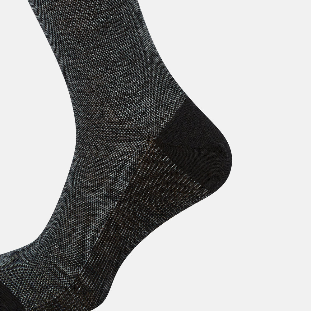 Black and Grey Motif Wool Mid-length Socks 13