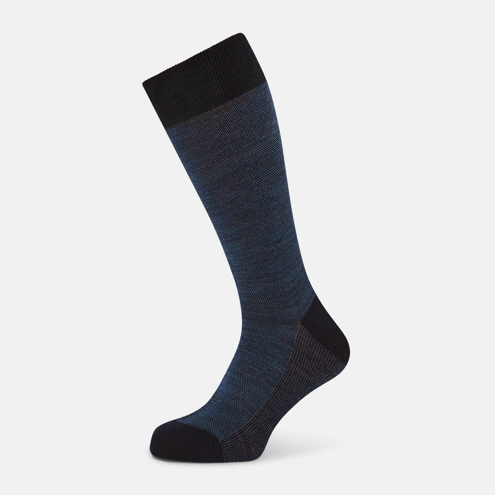 Navy Motif Wool Mid-length Socks 13