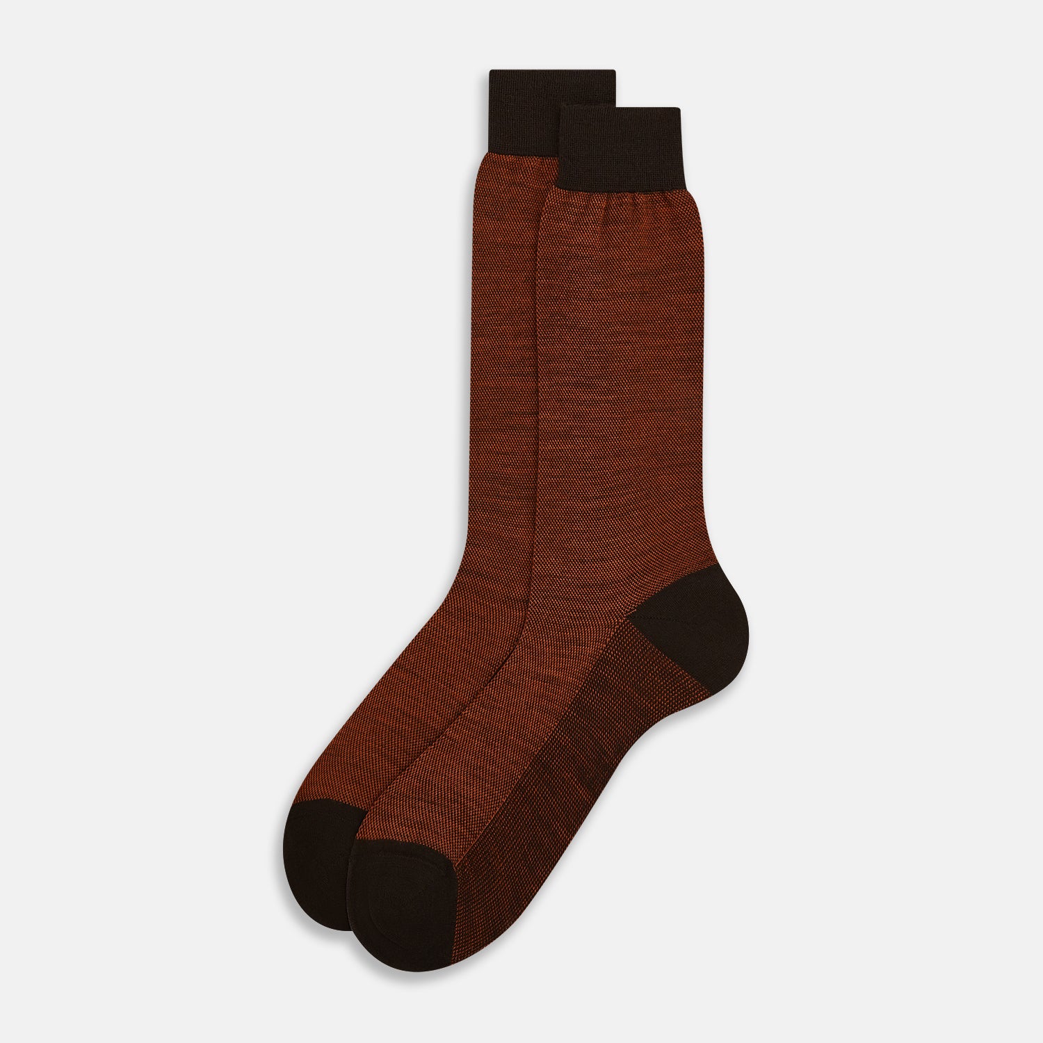 View 2 of product Rust and Brown Motif Wool Mid-length Socks 13