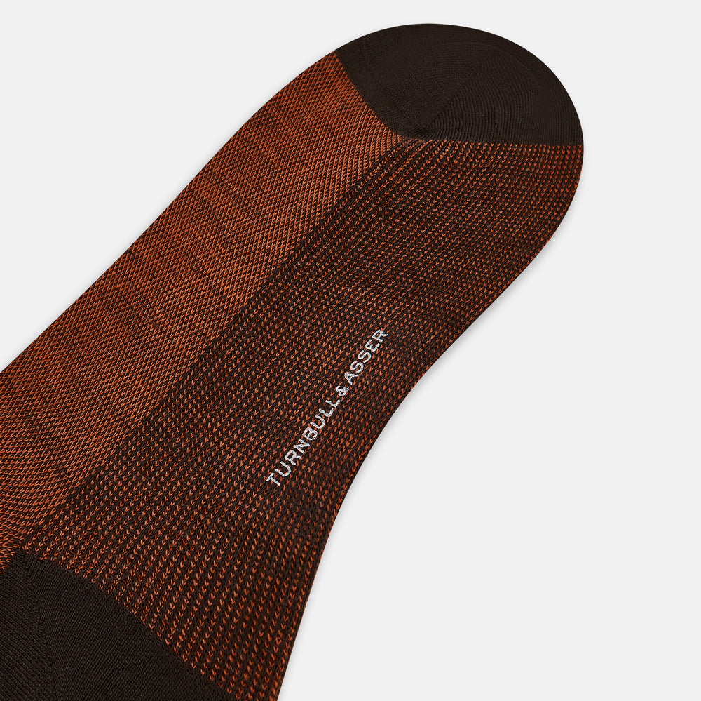 Rust and Brown Motif Wool Mid-length Socks 13