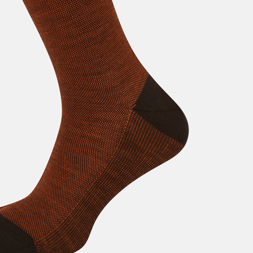 Rust and Brown Motif Wool Mid-length Socks 13