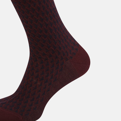 SOCKS WOOL LONG INTARSIA SEMI PLAIN BURGUNDY Image 3