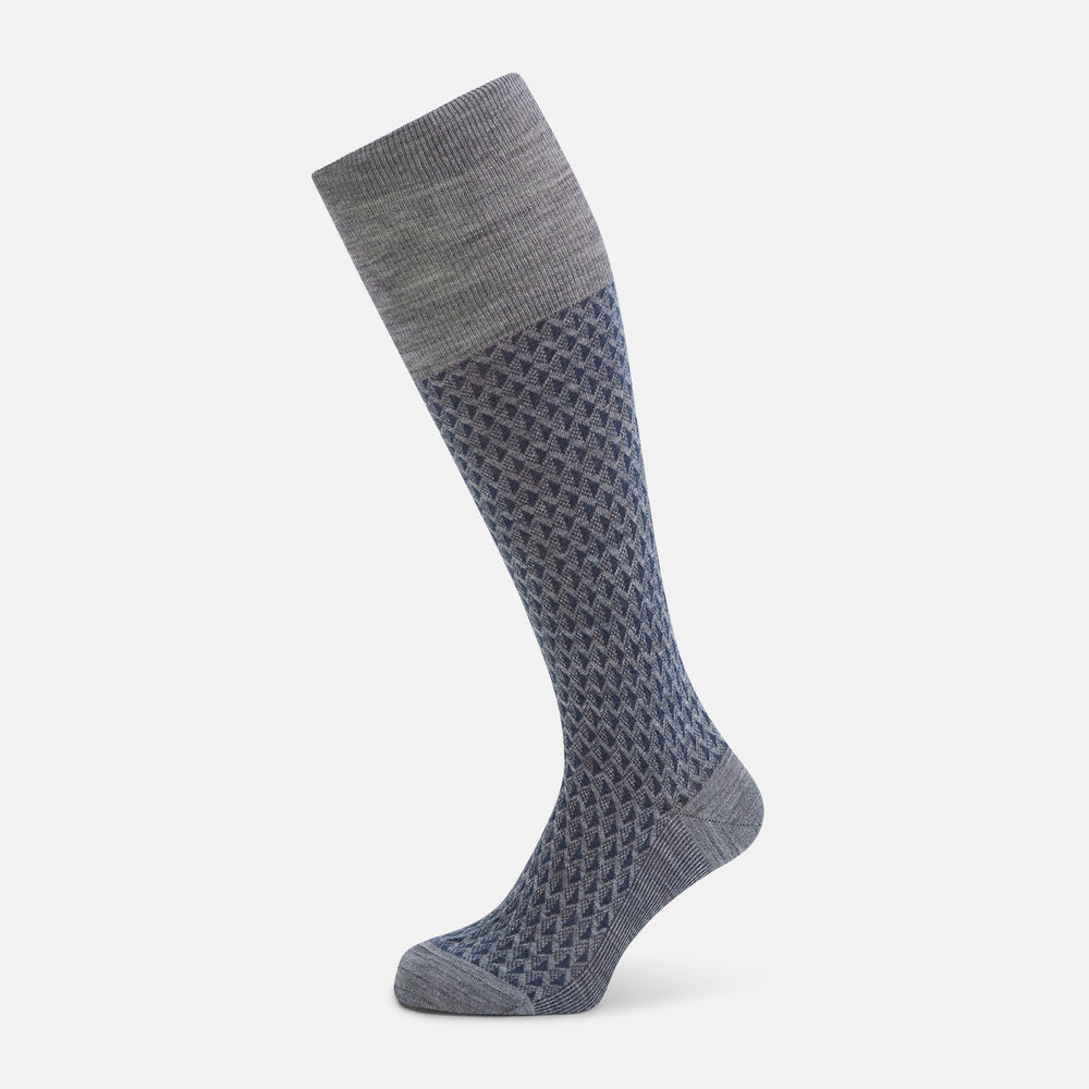 Steel Melange Motif Intarsia Wool Long Socks 13