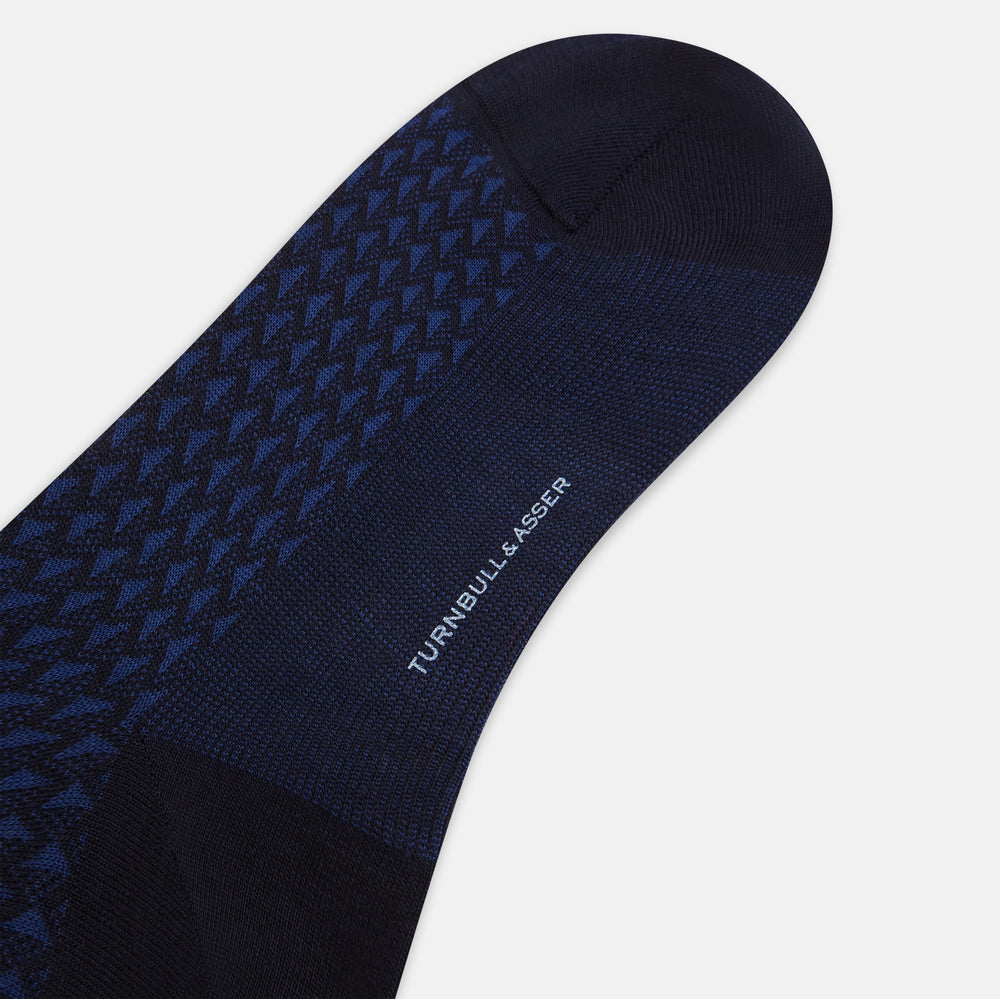 Navy Motif Intarsia Wool Mid-length Socks 13