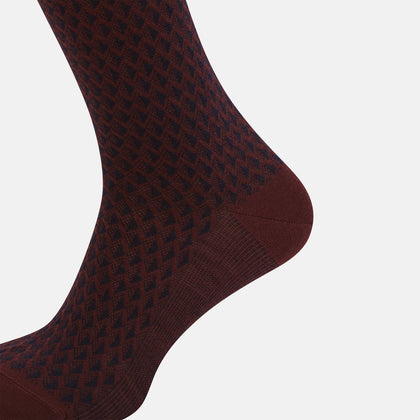 SOCKS WOOL SHORT INTARSIA SEMI PLAIN BURGUNDY Image 3
