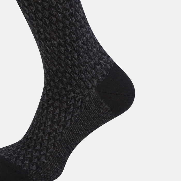 Charcoal Melange Motif Intarsia Wool Mid-length Socks Image 3
