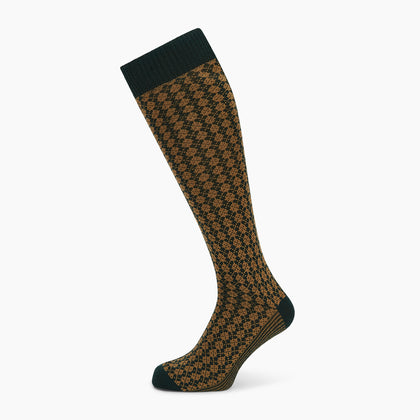 Forest Green & Beige Antique Motif Wool Long Socks Image 4