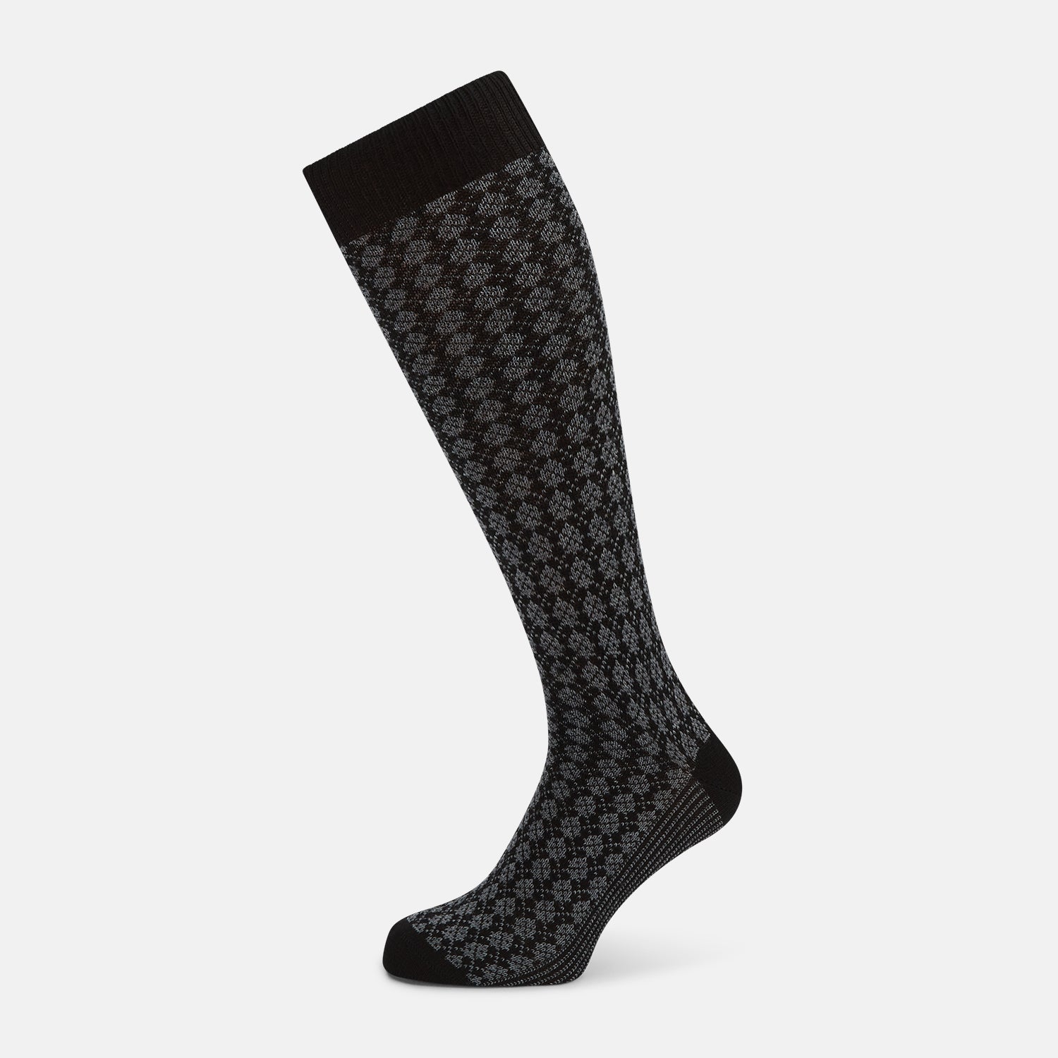 View 1 of product Charcoal Melange Antique Motif Wool Long Socks 13