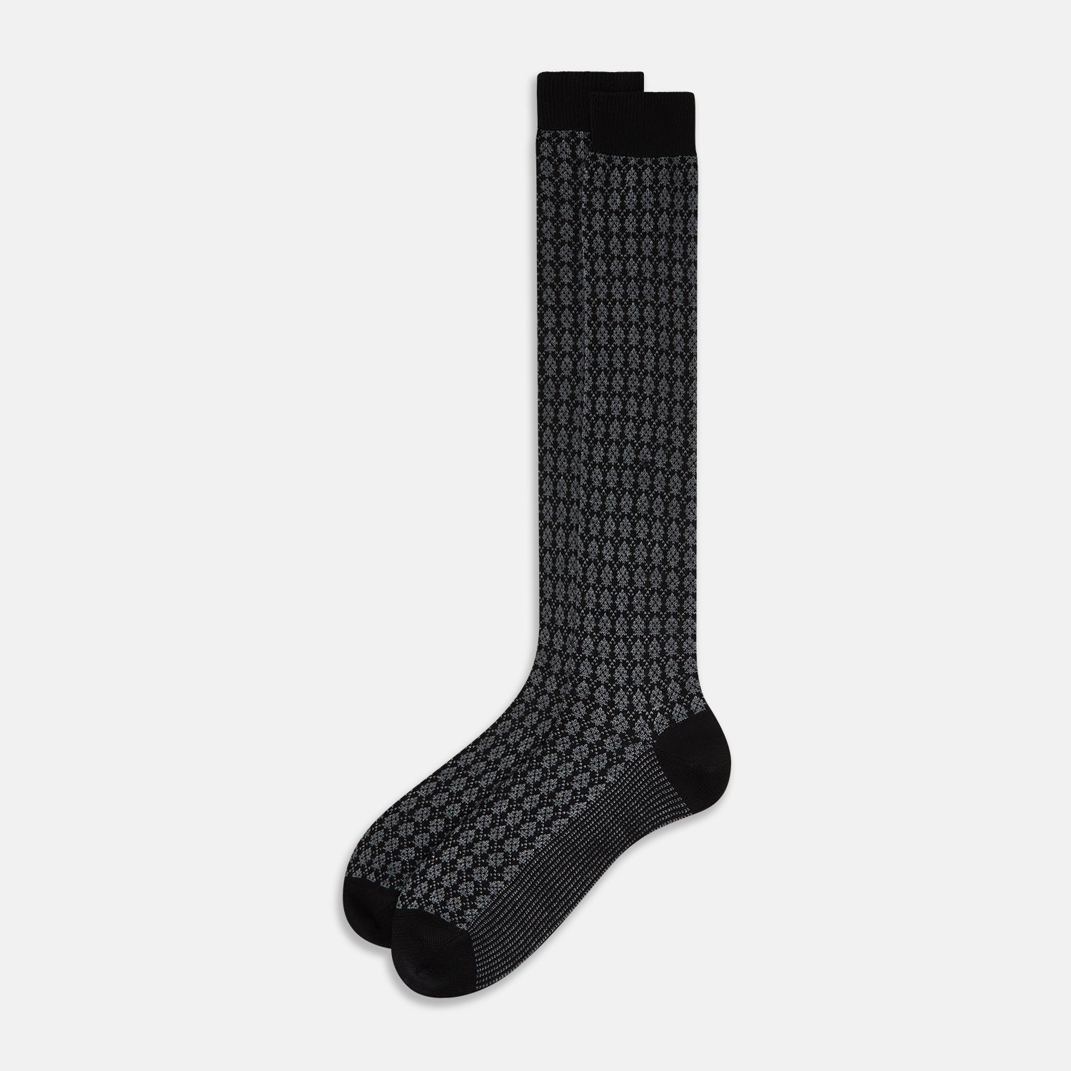 View 2 of product Charcoal Melange Antique Motif Wool Long Socks 13