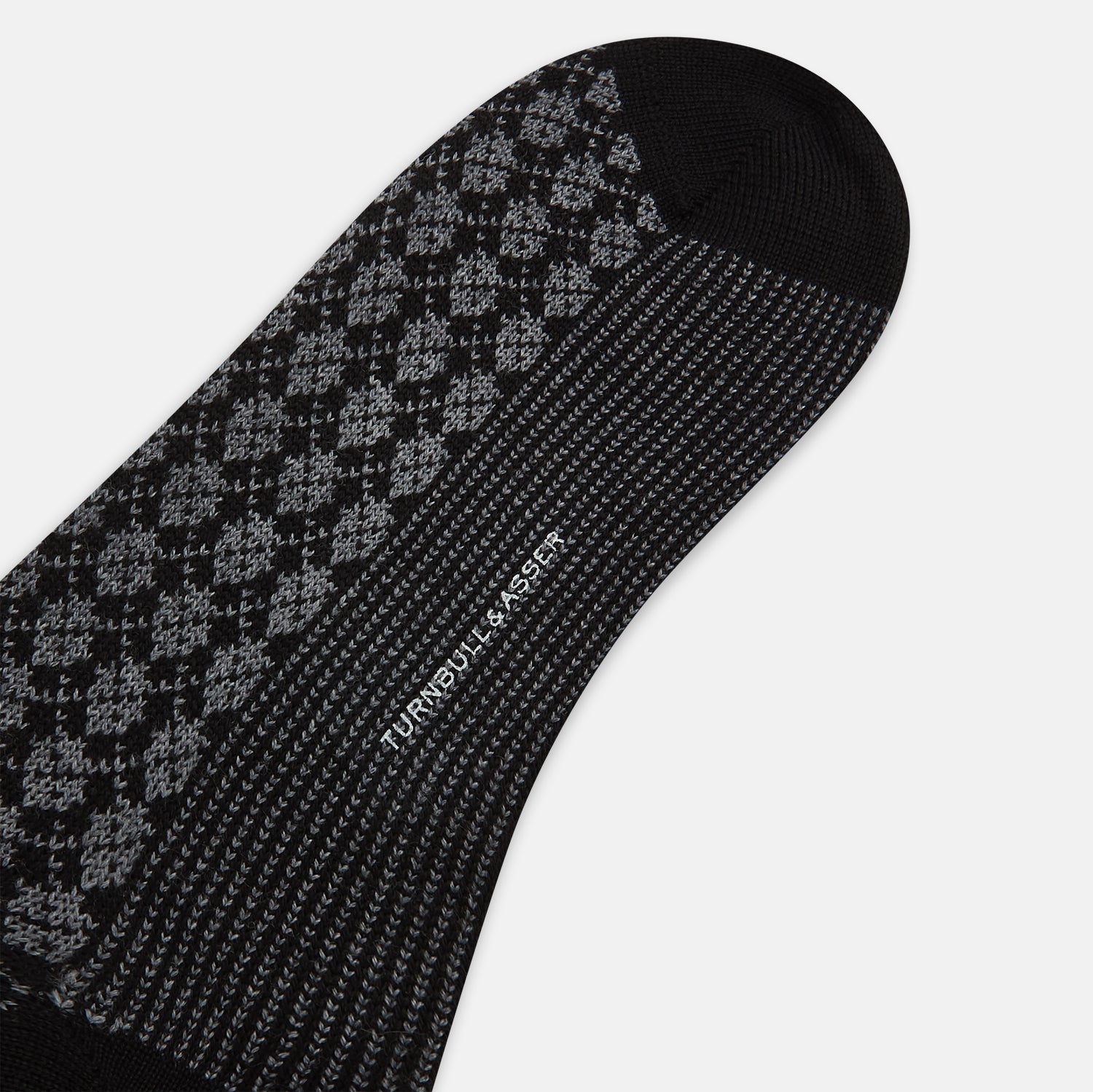 View 3 of product Charcoal Melange Antique Motif Wool Long Socks 13