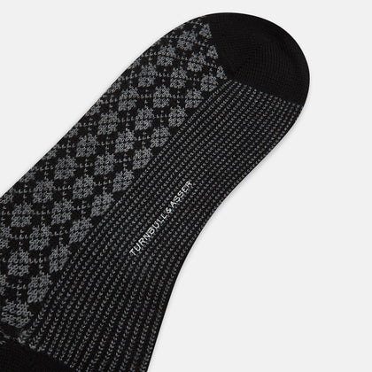 Charcoal Melange Antique Motif Wool Long Socks Image 2