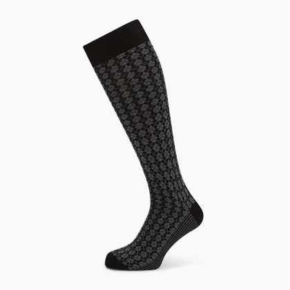 Charcoal Melange Antique Motif Wool Long Socks Image 4