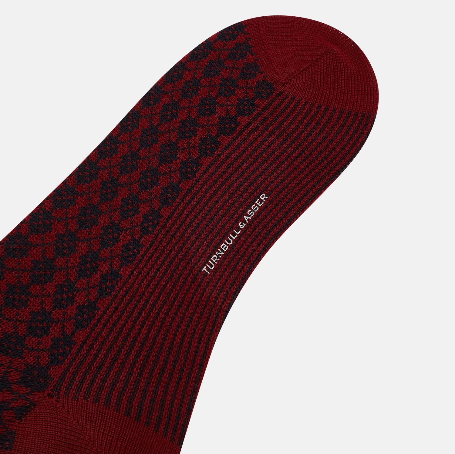 View 3 of product Burgundy & Navy Antique Motif Wool Mid-length Socks 13