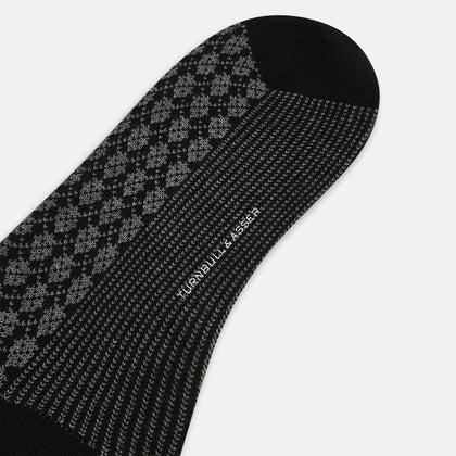 Charcoal Melange Antique Motif Wool Mid-length Socks Image 2