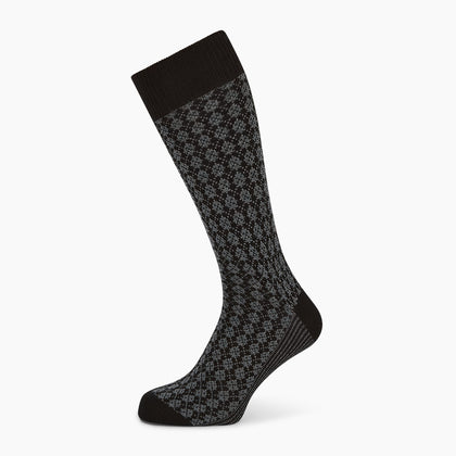 Charcoal Melange Antique Motif Wool Mid-length Socks Image 4