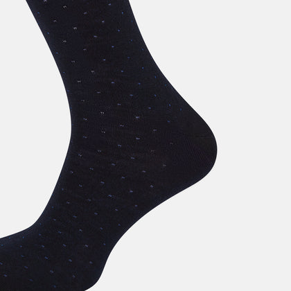 Navy and Royal Blue Dot Wool Long Socks Image 3