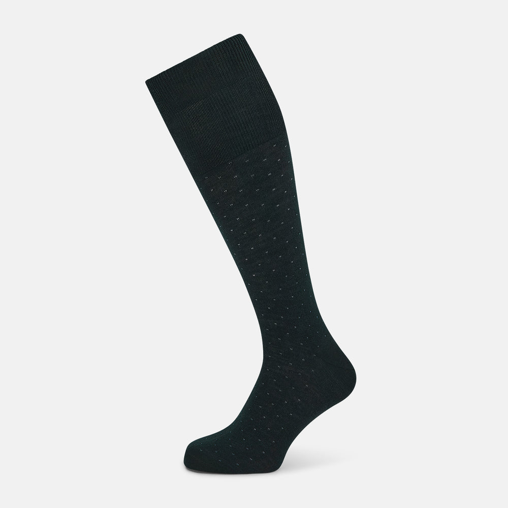 Forest Green Dot Wool Long Socks 13
