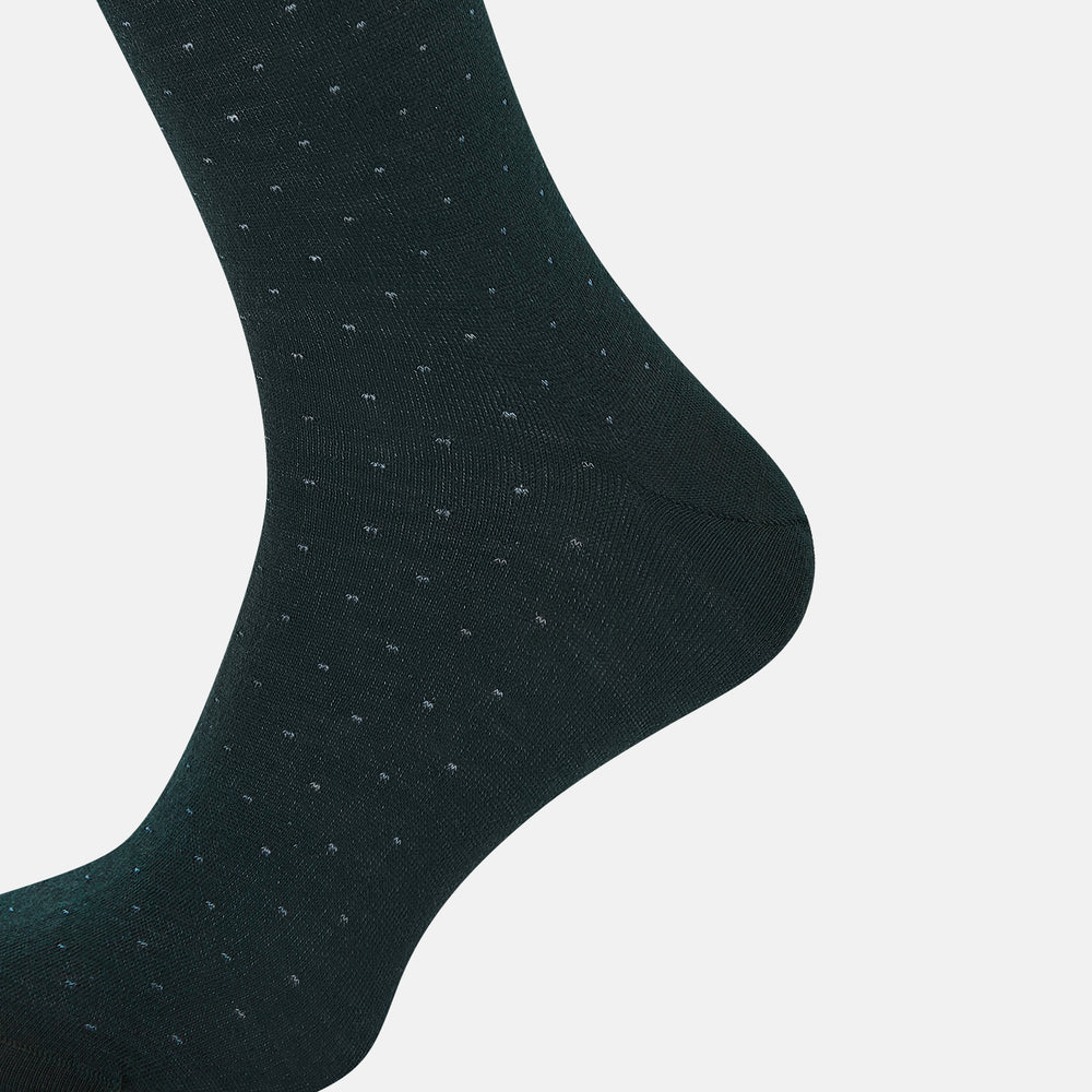 Forest Green Dot Wool Long Socks 13