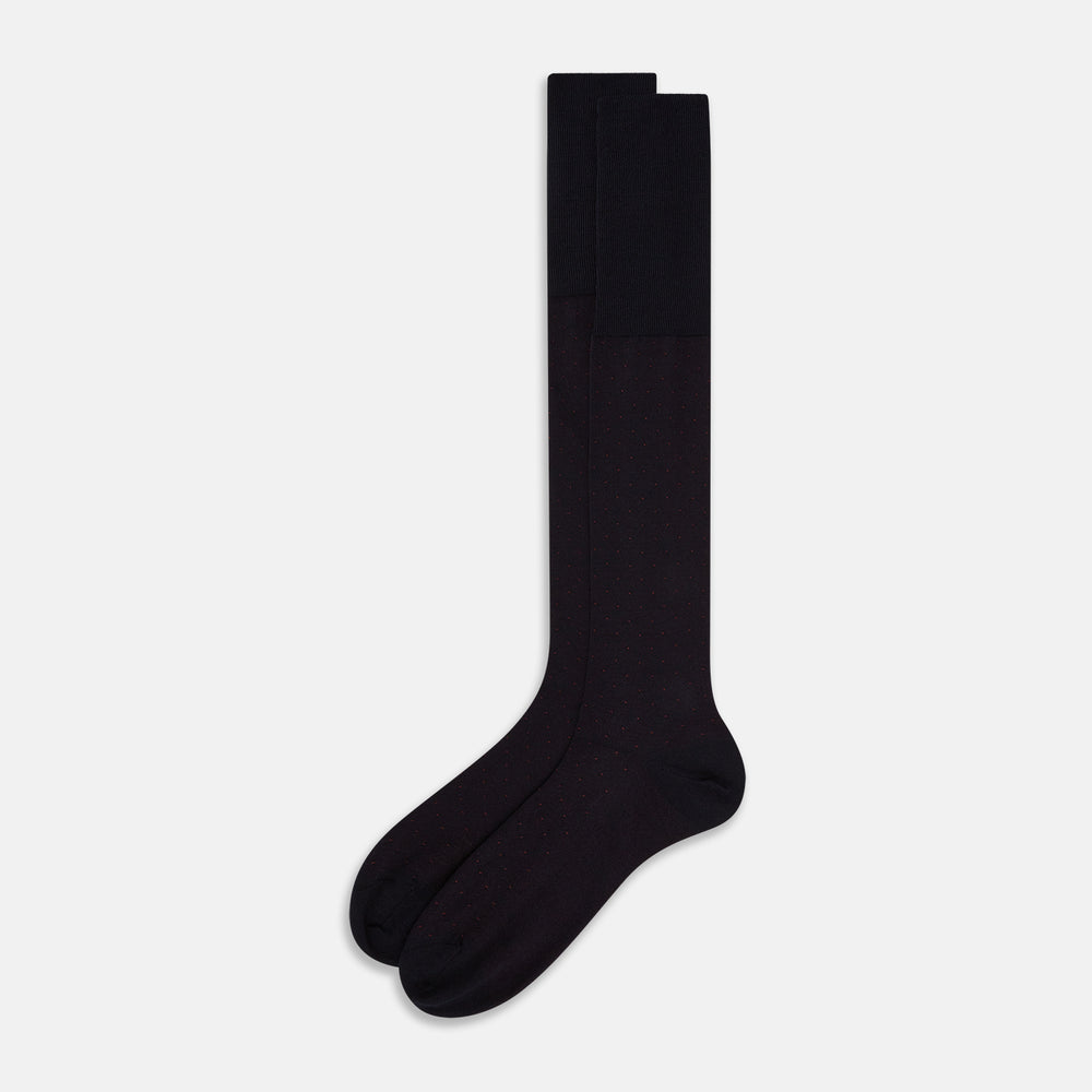 Wine and Red Dot Wool Long Socks 13