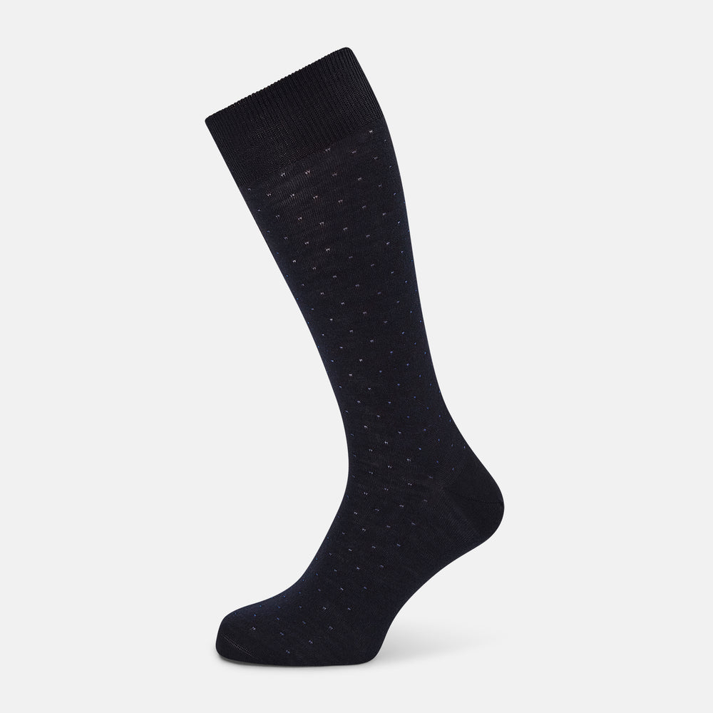 Navy and Royal Blue Dot Wool Mid-Length Socks 13