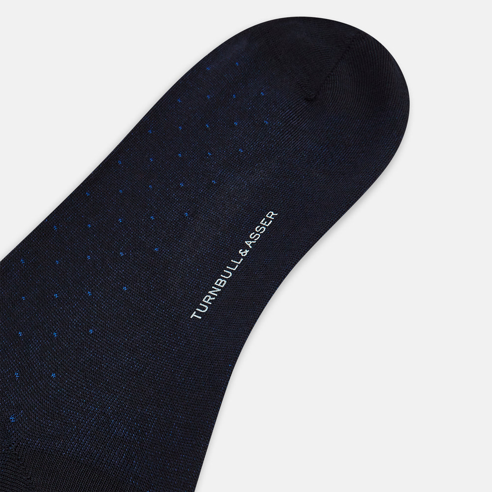 Navy and Royal Blue Dot Wool Mid-Length Socks 13