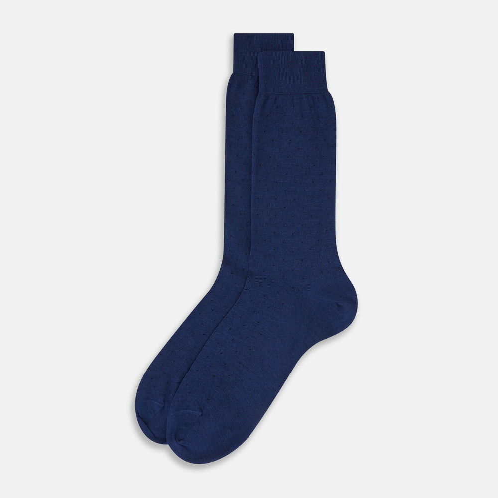 Avio Blue Dotted Wool Mid-length Socks 13