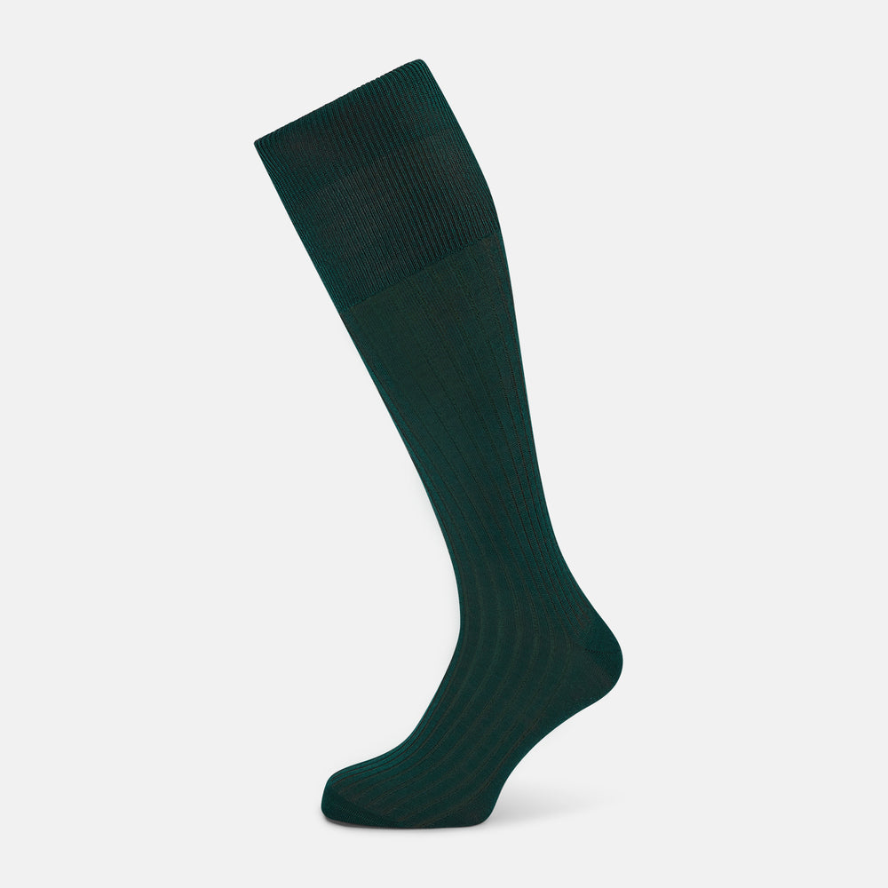 Forest Green Yarn Striped Wool Long Socks 13