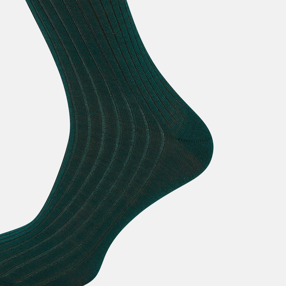 Forest Green Yarn Striped Wool Long Socks 13