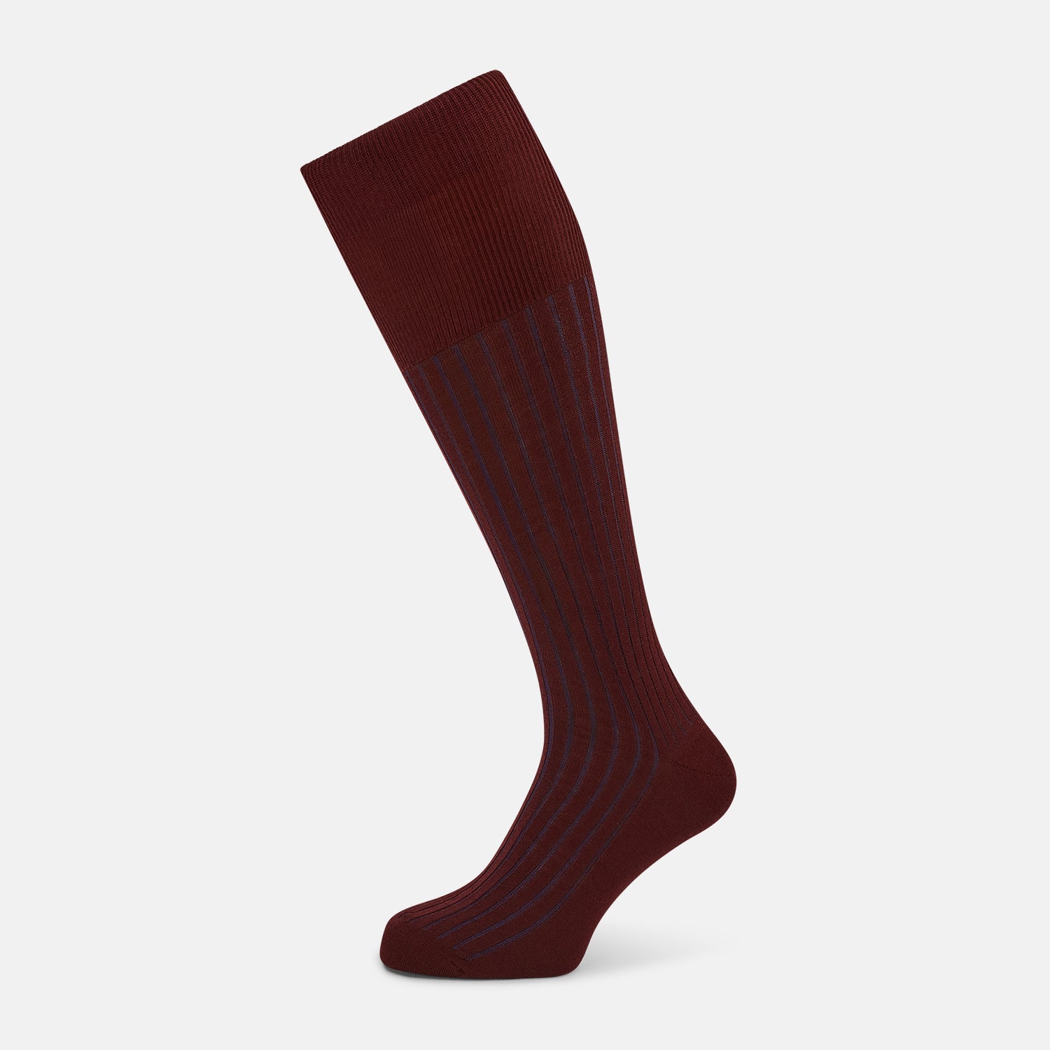 Image 1 of product Burgundy and Blue Yarn Striped Wool Long Socks 13