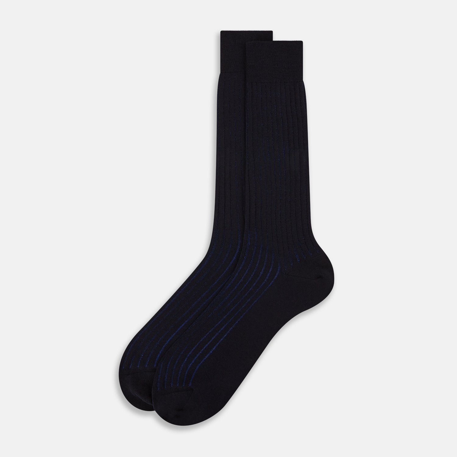 View 2 of product Navy and Blue Yarn Striped Wool Mid-length Socks 13