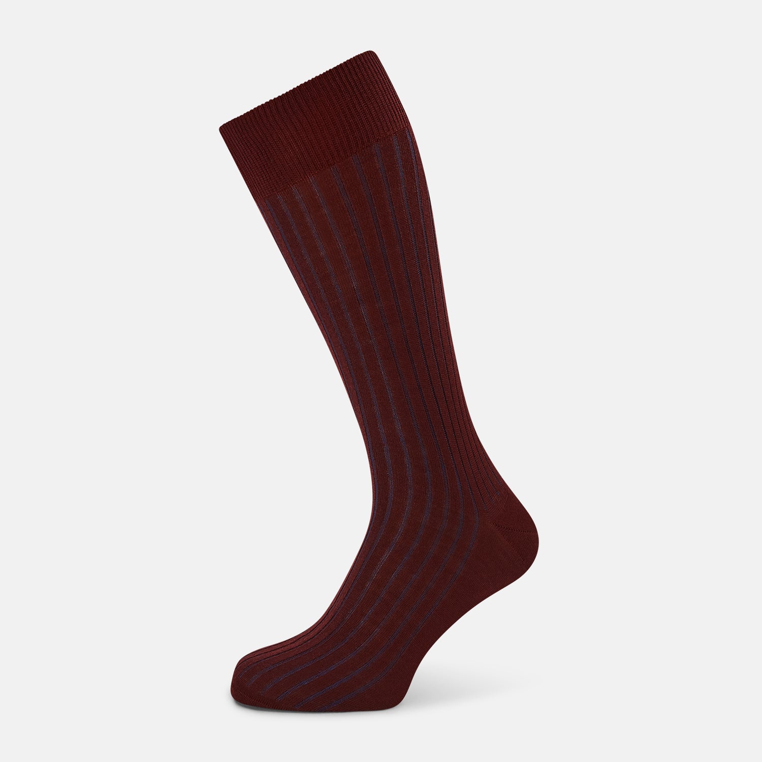 Image 1 of product Burgundy and Blue Yarn Striped Wool Mid-length Socks 13