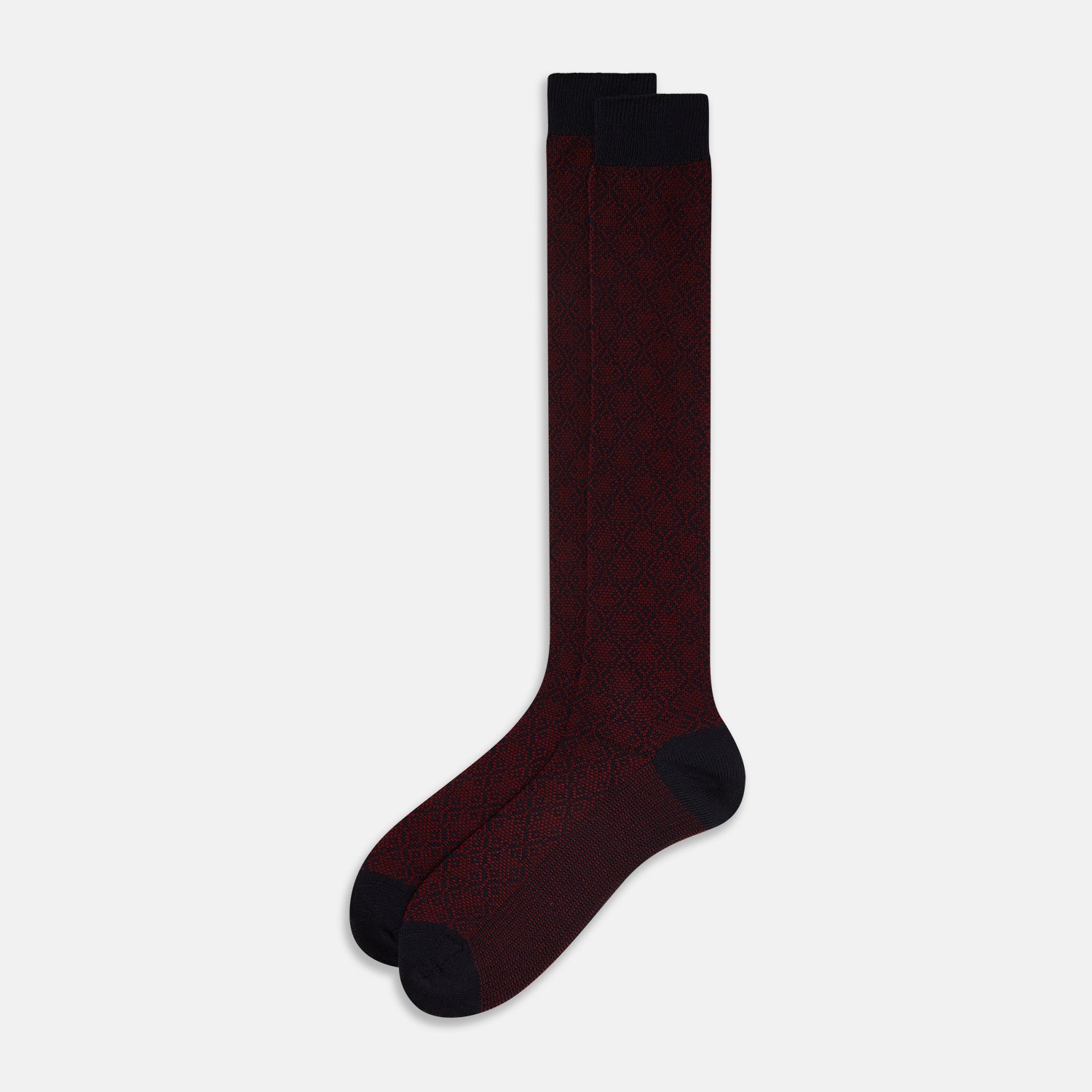 View 2 of product Burgundy and Navy Diamond Wool Long Socks 11