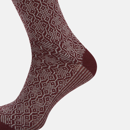 Wine and Grey Diamond Wool Long Socks Image 3