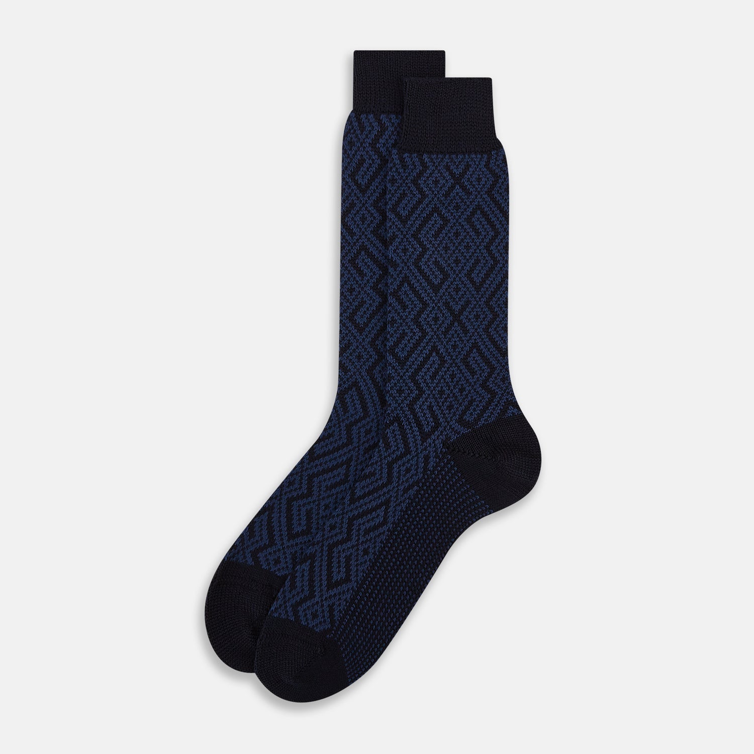 Image 2 of product Navy Diamond Wool Mid-length Socks 13