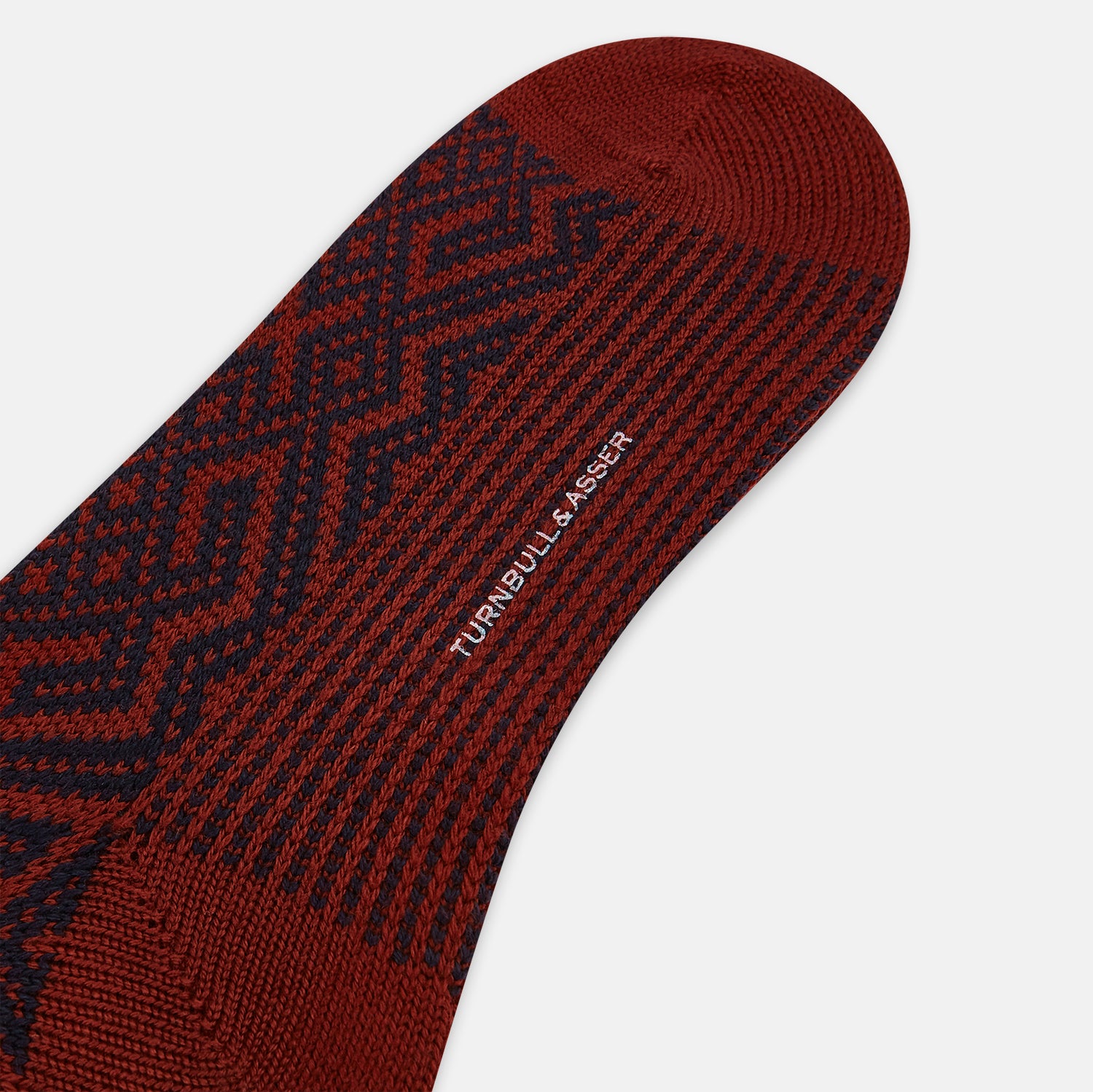 Image 3 of product Burgundy and Navy Diamond Wool Mid-length Socks 13