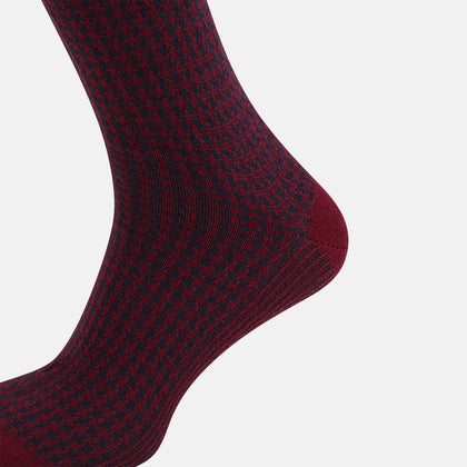SOCKS WOOL/ CASHMERE LONG RED/NAVY Image 3