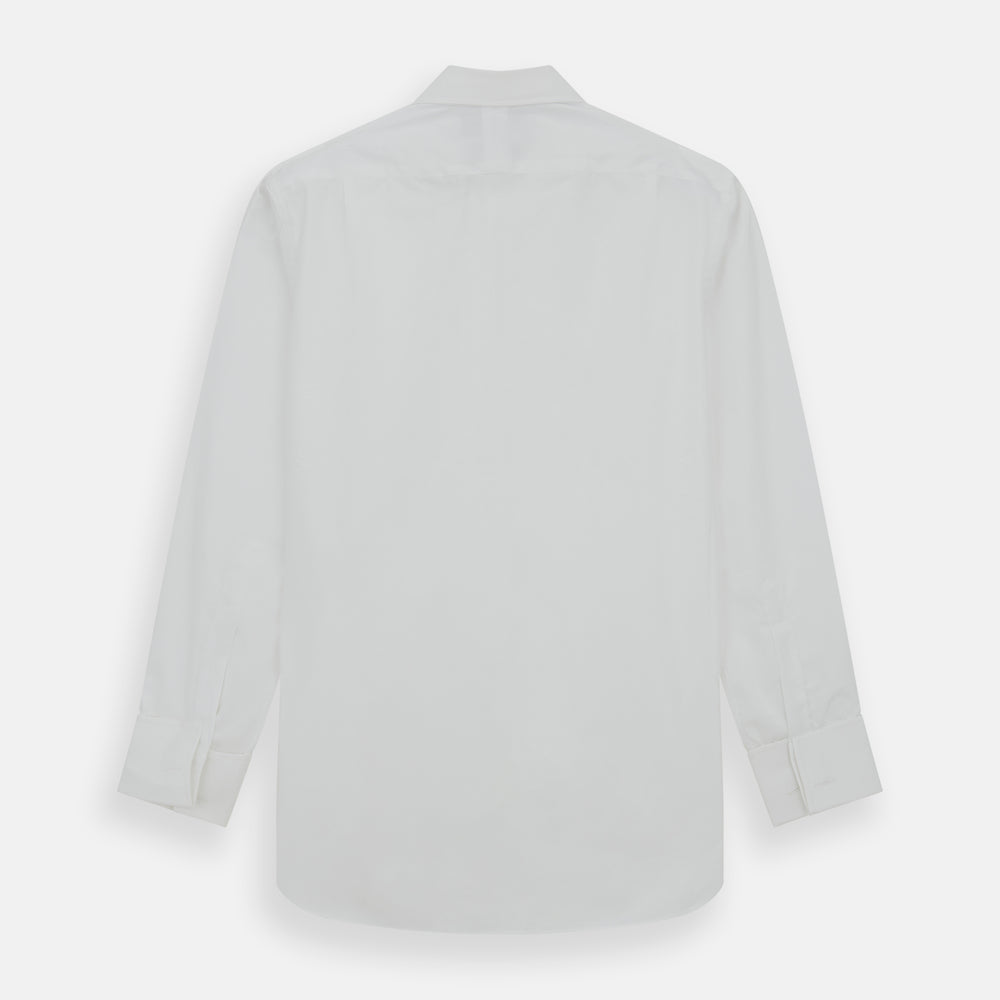 Plain White Cotton Shirt with T&amp;A Collar and Double Cuffs