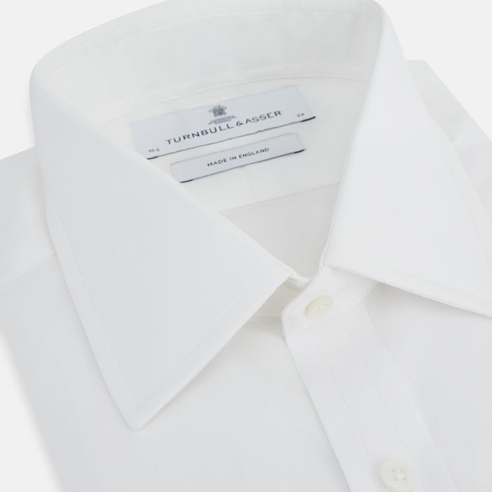 Plain White Cotton Shirt with T&A Collar and Double Cuffs Image 1
